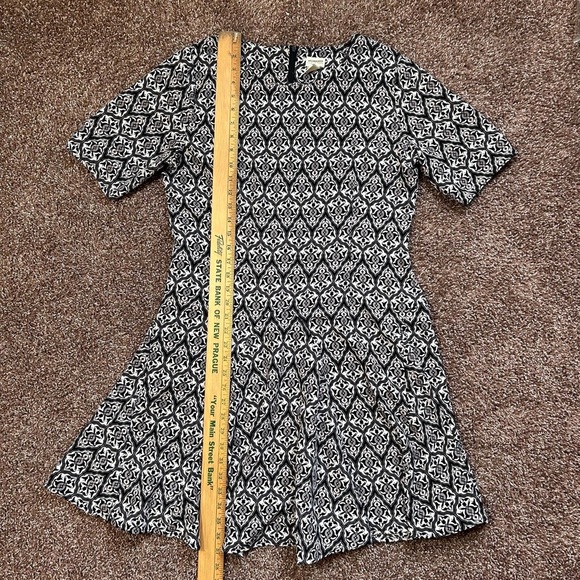 H&M Conscious Collection Black and White Fit and Flare Mini Dress Crew Neck - Picture 4 of 12